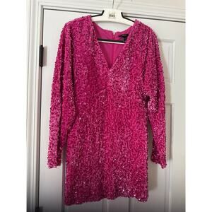 FOREVER21 Sequin Pink long sleeve shiny size L dress